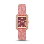 Michael Kors Emery MK2966 Rectangular Rose Gold Tone Burgundy Dial Pink Leather Women Watch