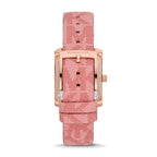 Michael Kors Emery MK2966 Rectangular Rose Gold Tone Burgundy Dial Pink Leather Women Watch