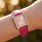 Michael Kors Emery MK2984 Rectangular Rose Gold Tone Pink Leather Women Watch