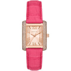 Michael Kors Emery MK2984 Rectangular Rose Gold Tone Pink Leather Women Watch