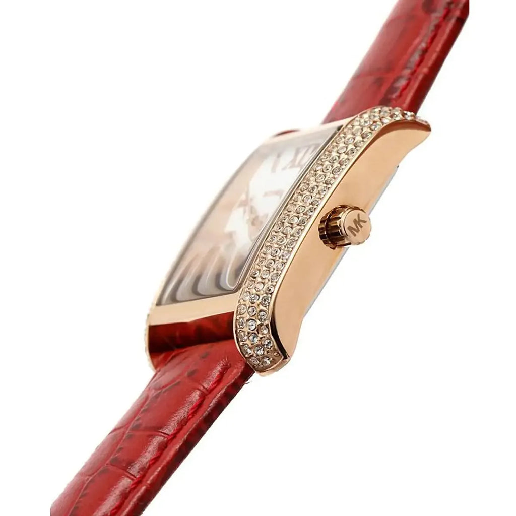 Michael Kors Emery MK4689 White Dial Red Leather Strap Women's Watch