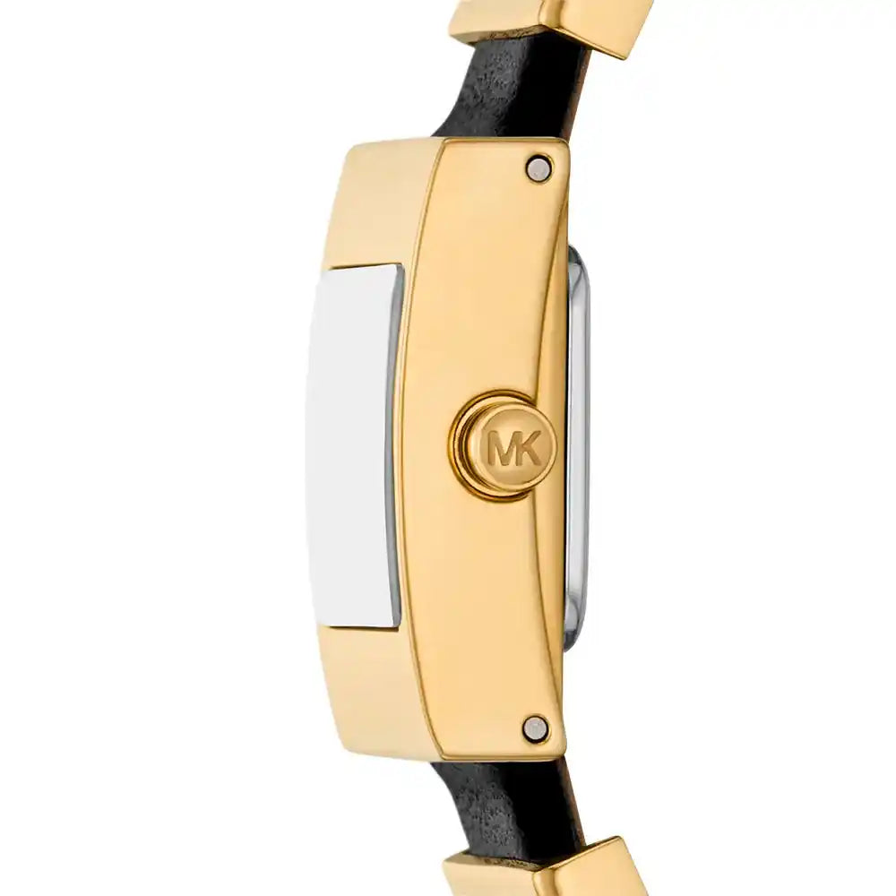 Michael Kors Darrington MK4887 Square Gold Tone Black Leather Women Watch