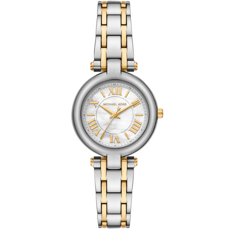 Michael Kors Lennox MK4895 Two-Tone Silver & Gold White Mother of Pearl Women's Watch