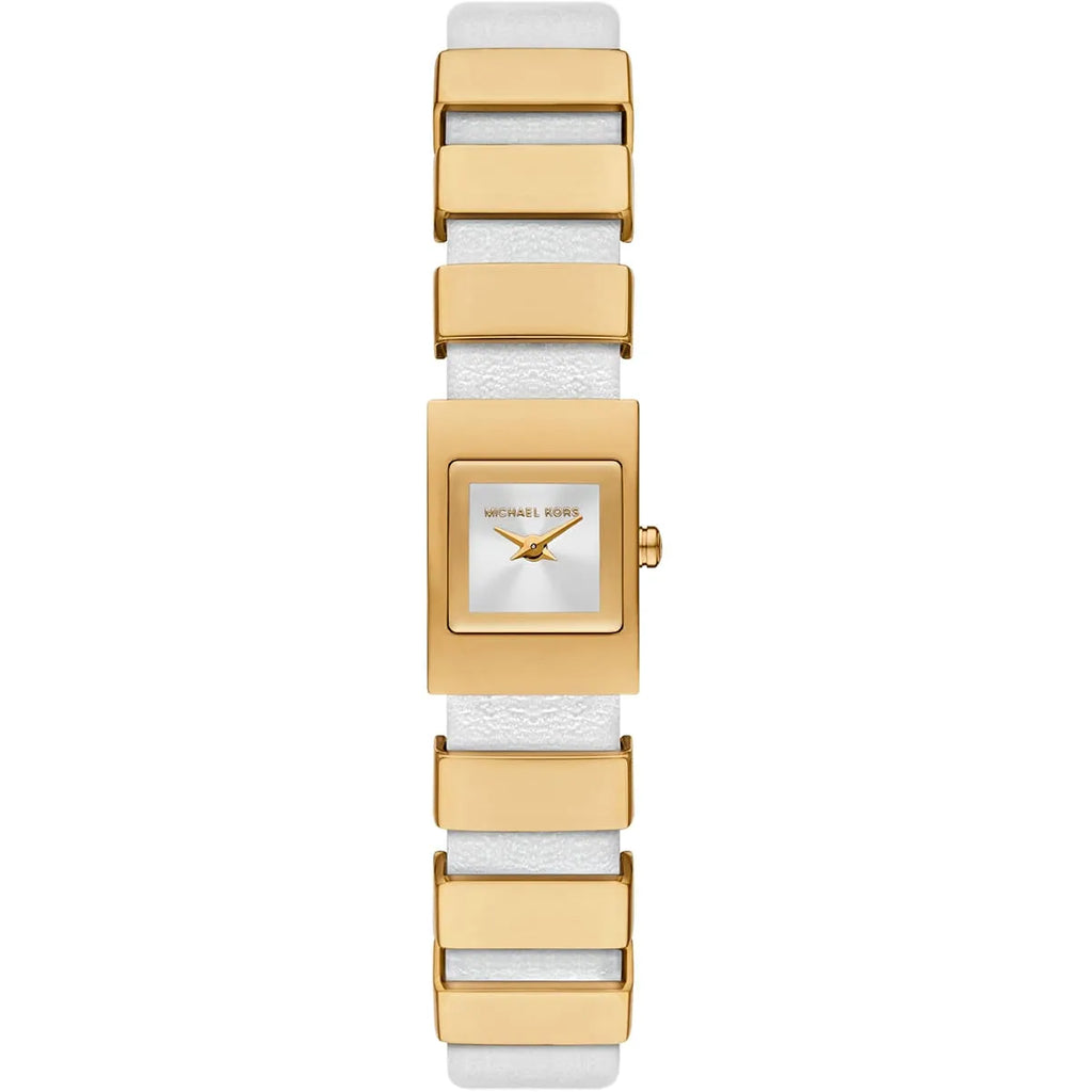 Michael Kors Darrington MK4899 Square Gold Tone White Leather Women Watch