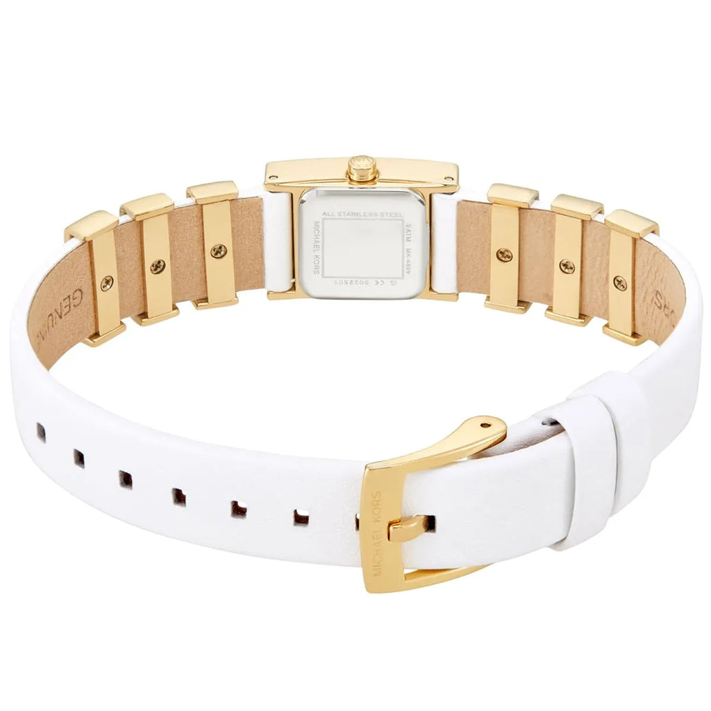 Michael Kors Darrington MK4899 Square Gold Tone White Leather Women Watch