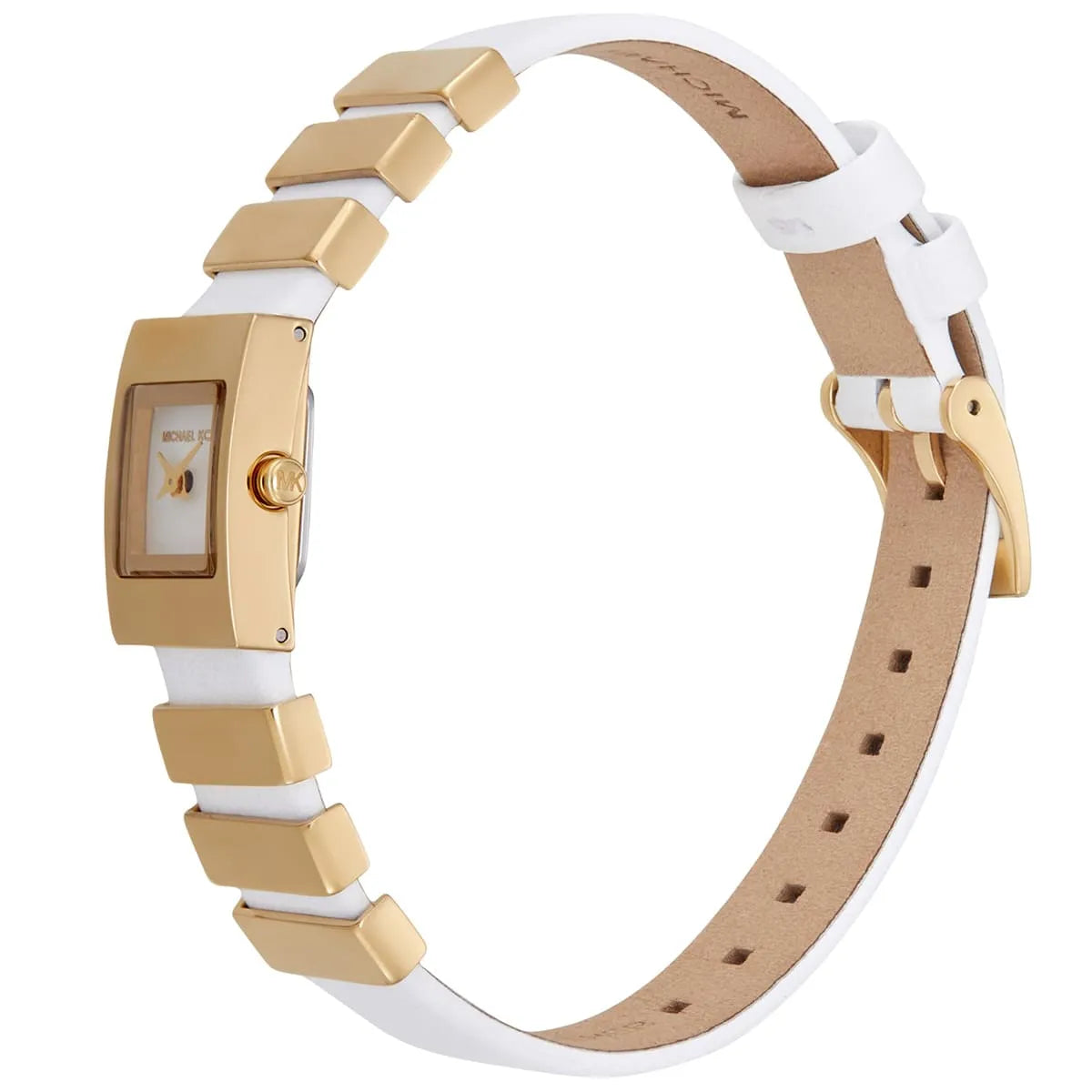 Michael Kors Darrington MK4899 Square Gold Tone White Leather Women Watch