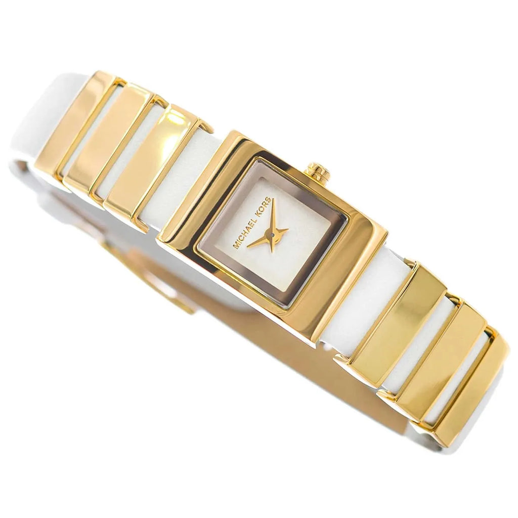 Michael Kors Darrington MK4899 Square Gold Tone White Leather Women Watch