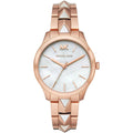Michael Kors Runway MK6671 Rose Gold White Mother of Pearl Pyramid Link Women's Watch