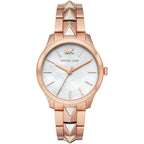 Michael Kors Runway MK6671 Rose Gold White Mother of Pearl Pyramid Link Women's Watch