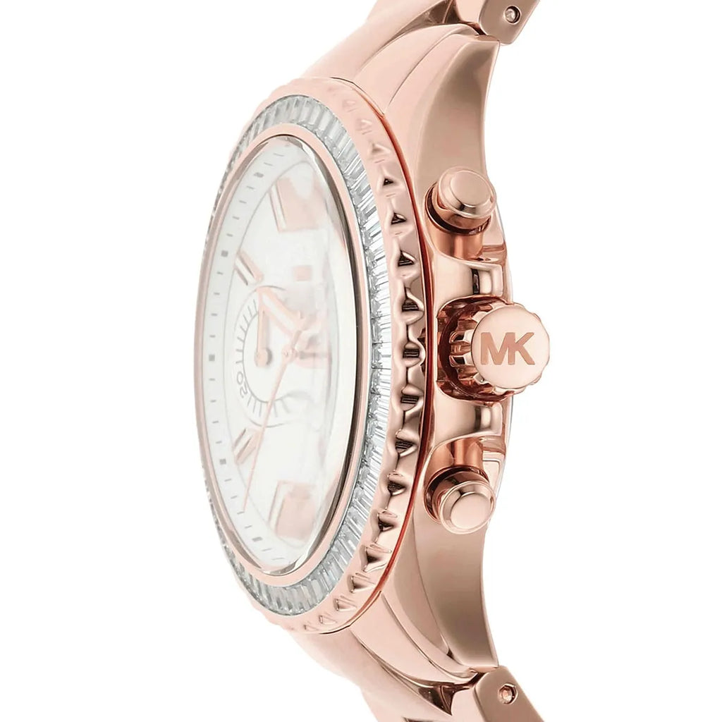 Michael Kors Everest MK7213 Rose Gold Tone Baguette Crystal Bezel Women's Watch