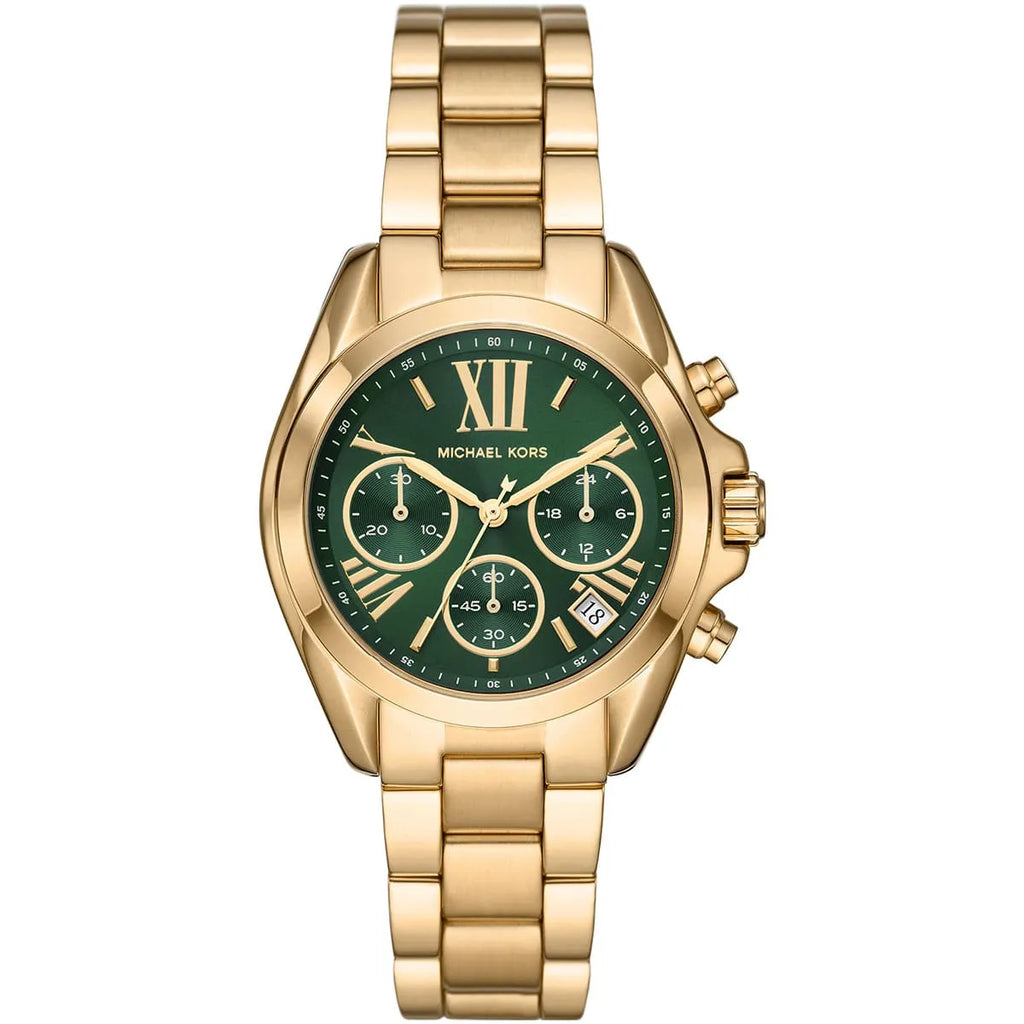 Michael Kors Bradshaw Women's Watch – Model MK7257 | Green Dial with Gold Stainless Steel Bracelet