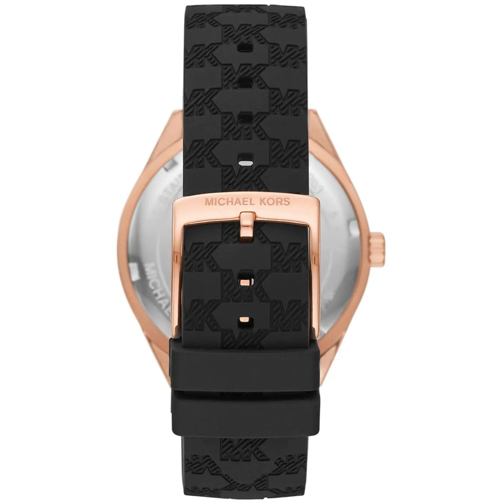 Michael Kors Jessa MK7266 Rose Gold Tone Black Dial Black Rubber Women's Watch