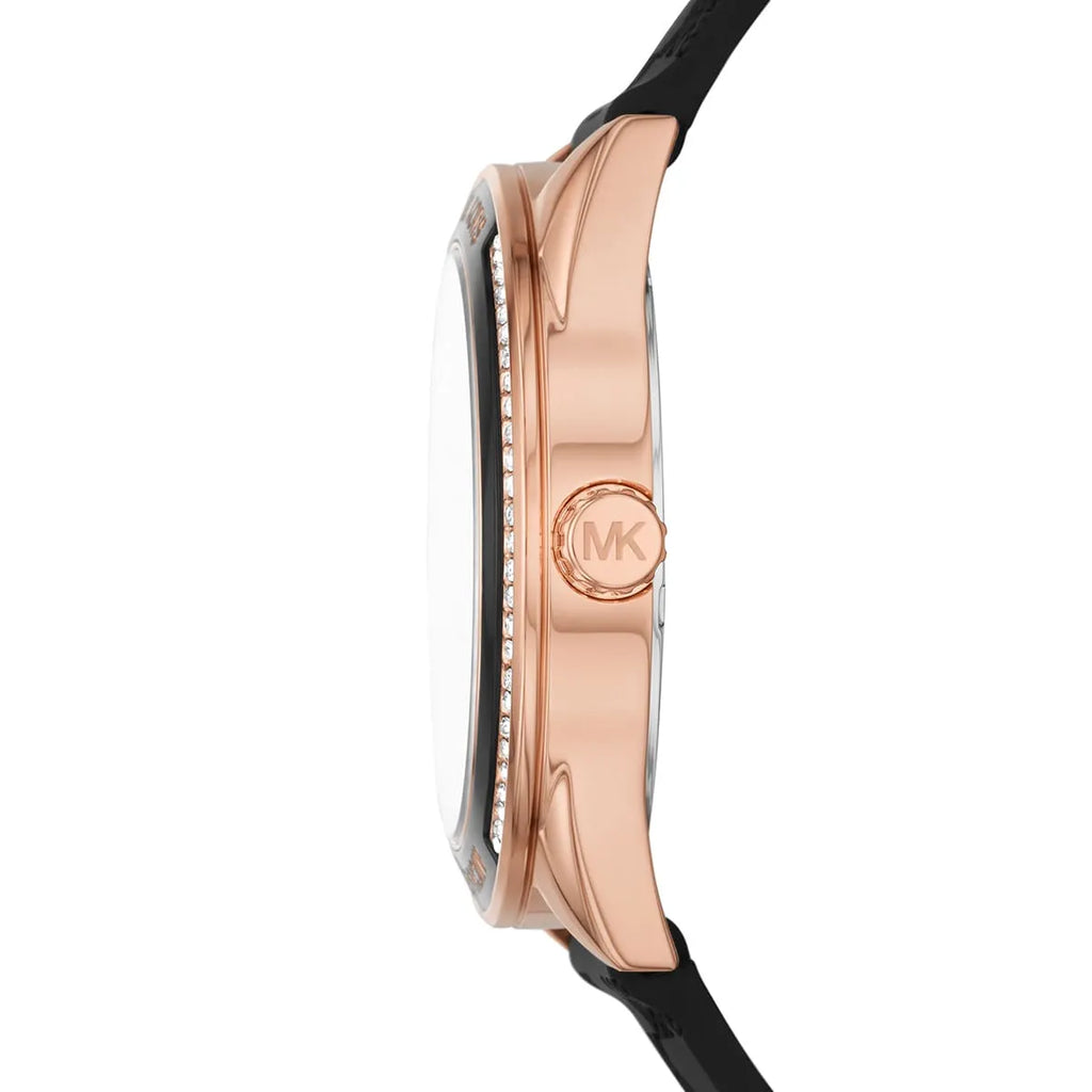 Michael Kors Jessa MK7266 Rose Gold Tone Black Dial Black Rubber Women's Watch