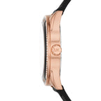 Michael Kors Jessa MK7266 Rose Gold Tone Black Dial Black Rubber Women's Watch