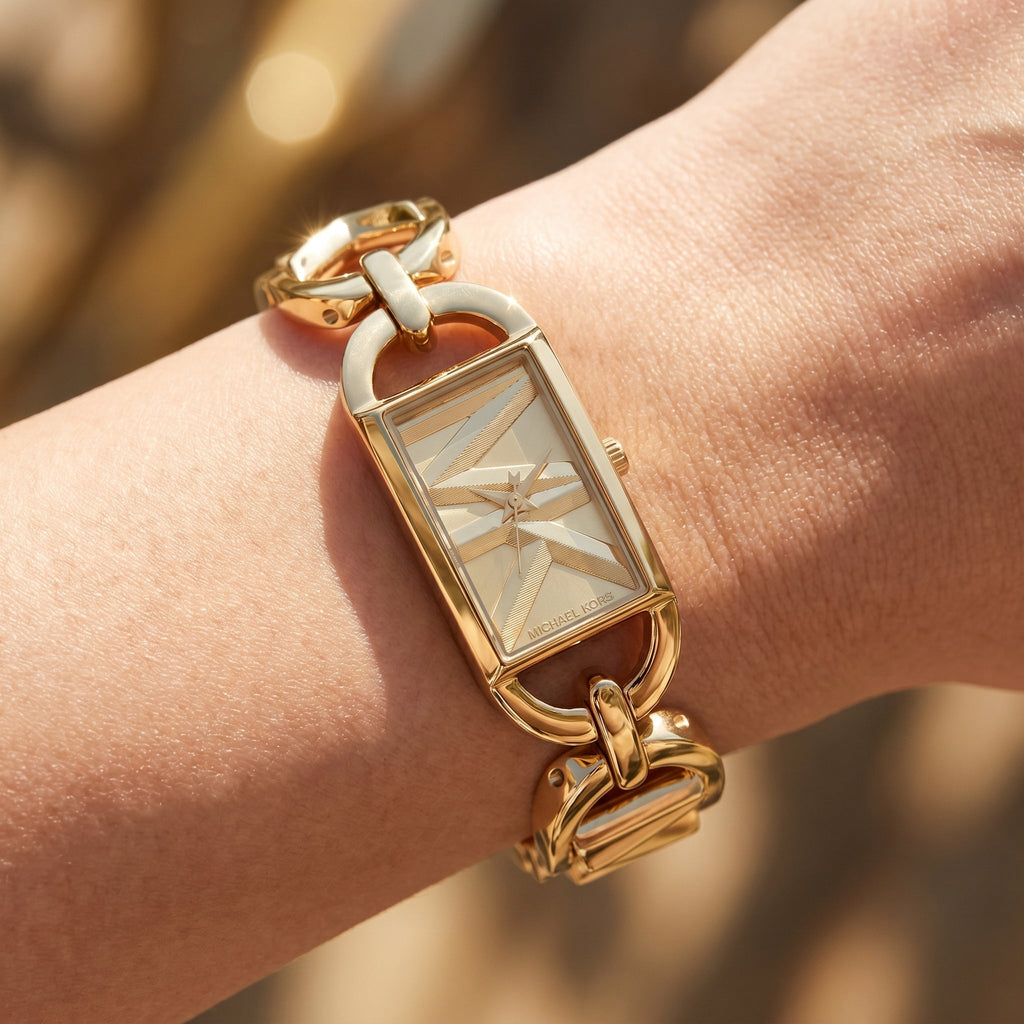 Michael Kors Empire MK7406 Gold Dial Gold-Tone Chain Link Women's Watch