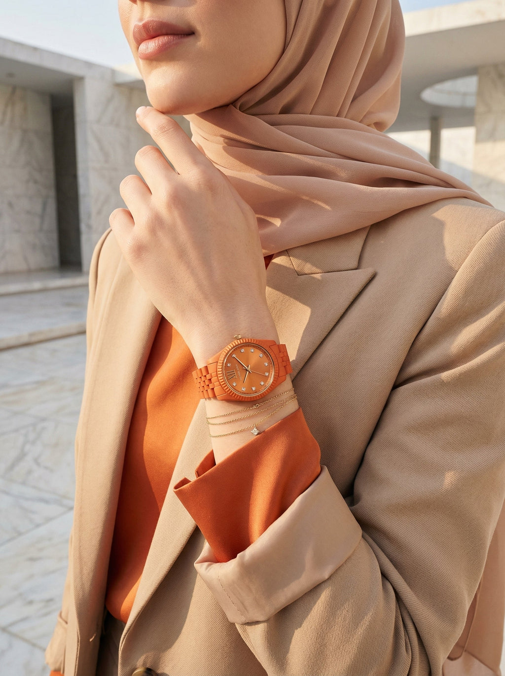 Michael Kors Petite Lexington MK7538LE Limited Edition Orange Stainless Steel Women's Watch