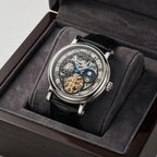 Patek Philippe Men’s Black Sunray Dial Silver-Tone Watch