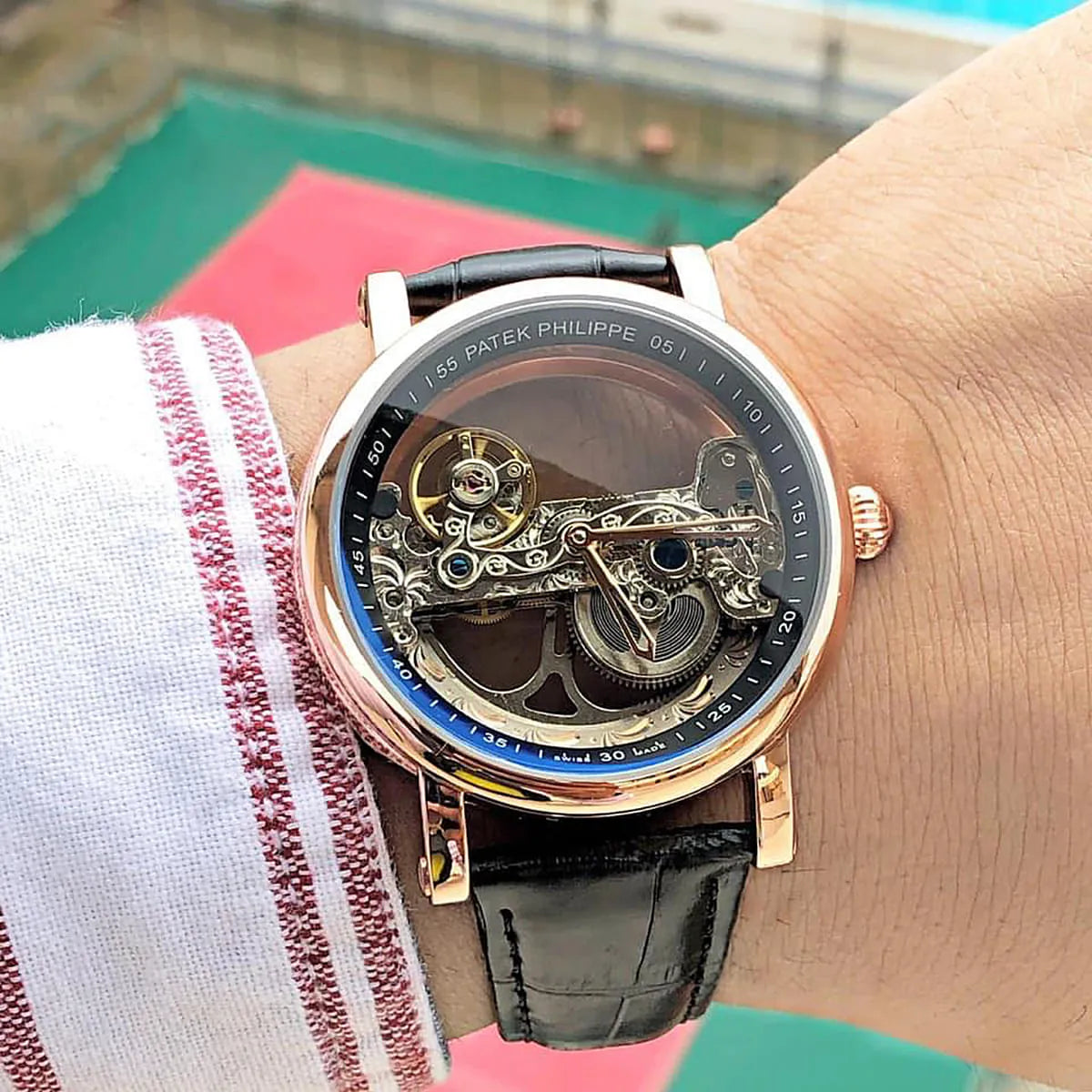 Patek Philippe Men’s Skeleton Dial Rose Gold Tone Watch
