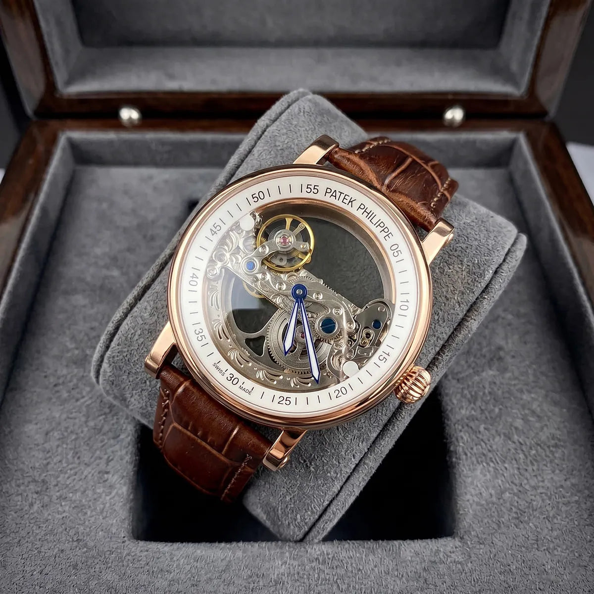 Patek Philippe Men’s Rose Gold Skeleton Watch