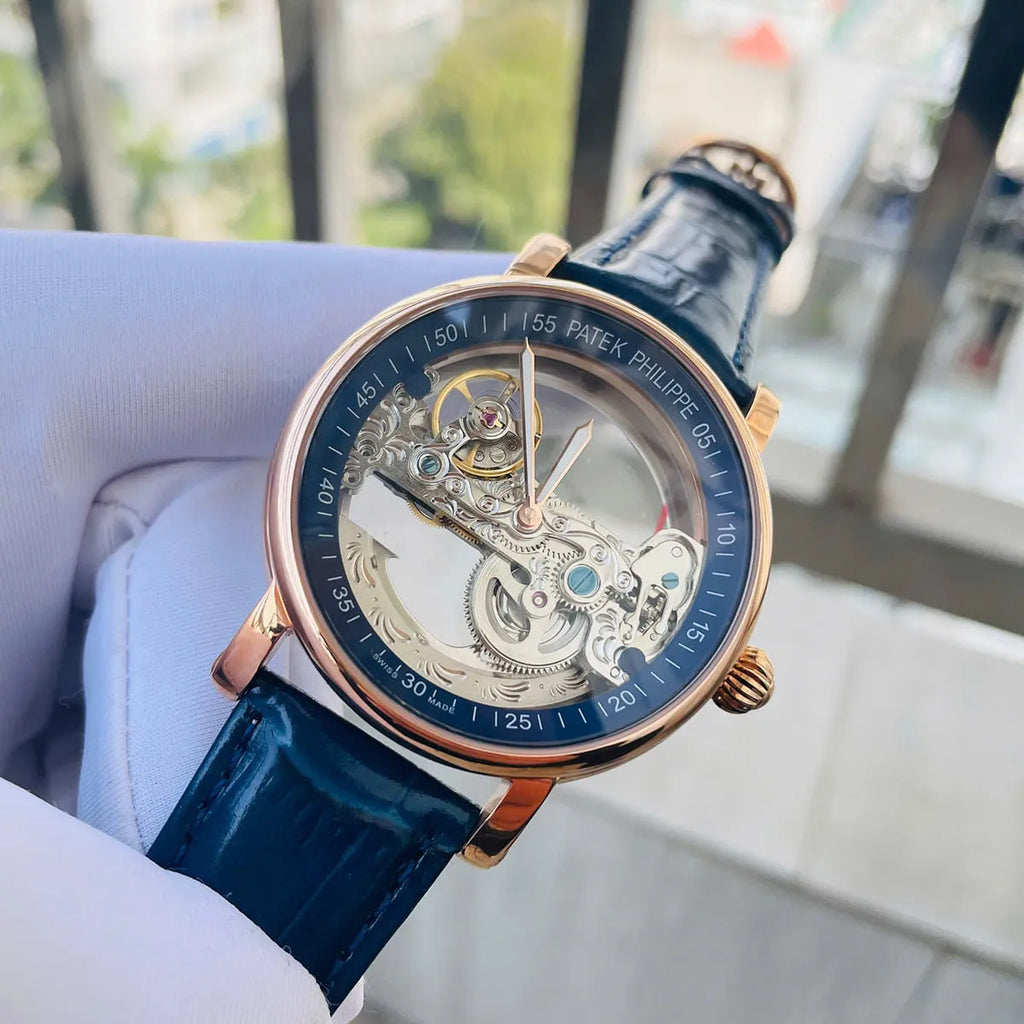 Patek Philippe Men’s Skeleton Dial Rose Gold Tone Watch – 6821G
