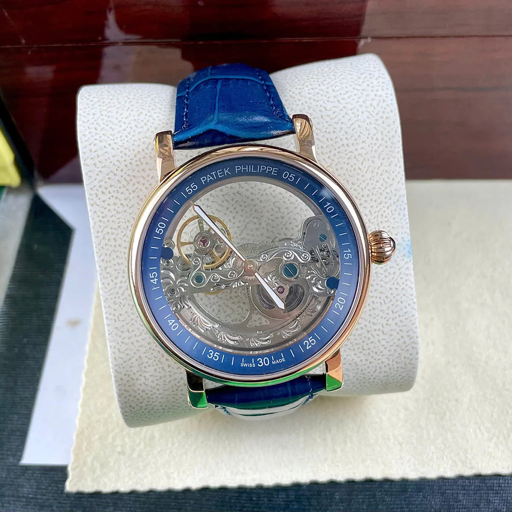 Patek Philippe Men’s Skeleton Dial Rose Gold Tone Watch – 6821G