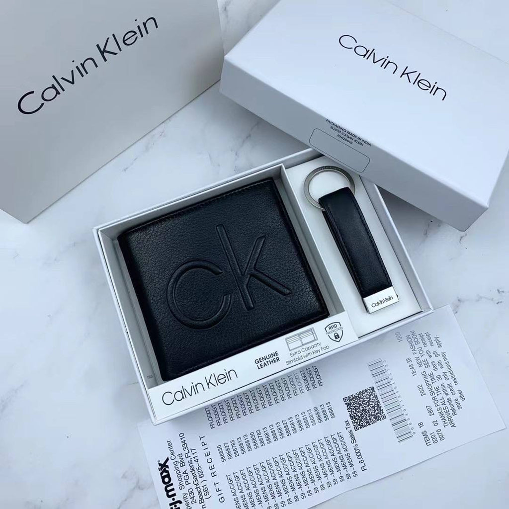 Calvin Klein Wallet & Keychain Set For Men