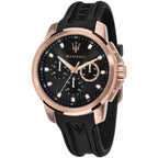 Maserati Sfida R8851123008 Rose Gold Black Dial Rubber Men's Watch