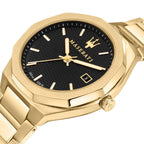 Maserati Stile R8853142004 Full Gold Black Waffle Dial Men's Watch