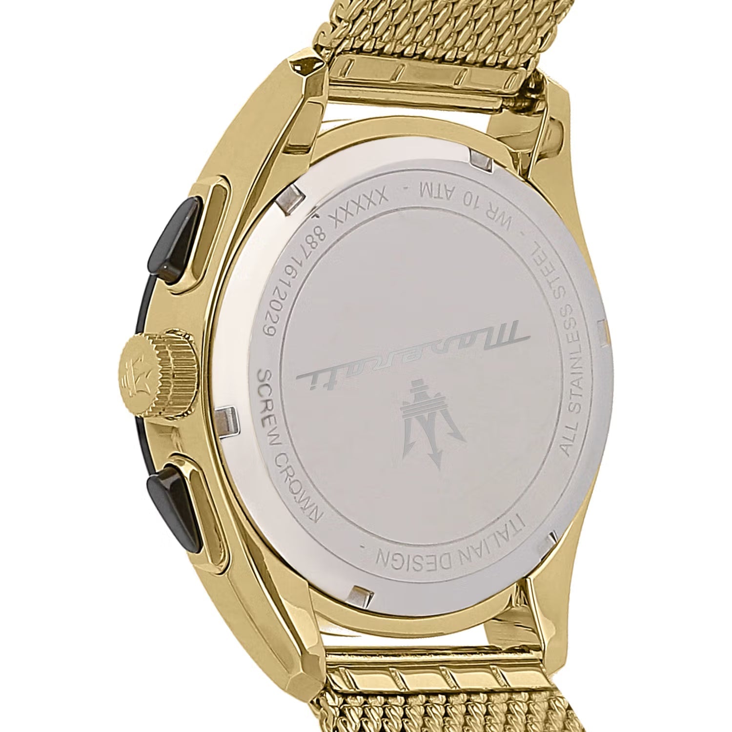 Maserati Traguardo R8873612010 Gold-Tone Black Dial Mesh Men's Watch
