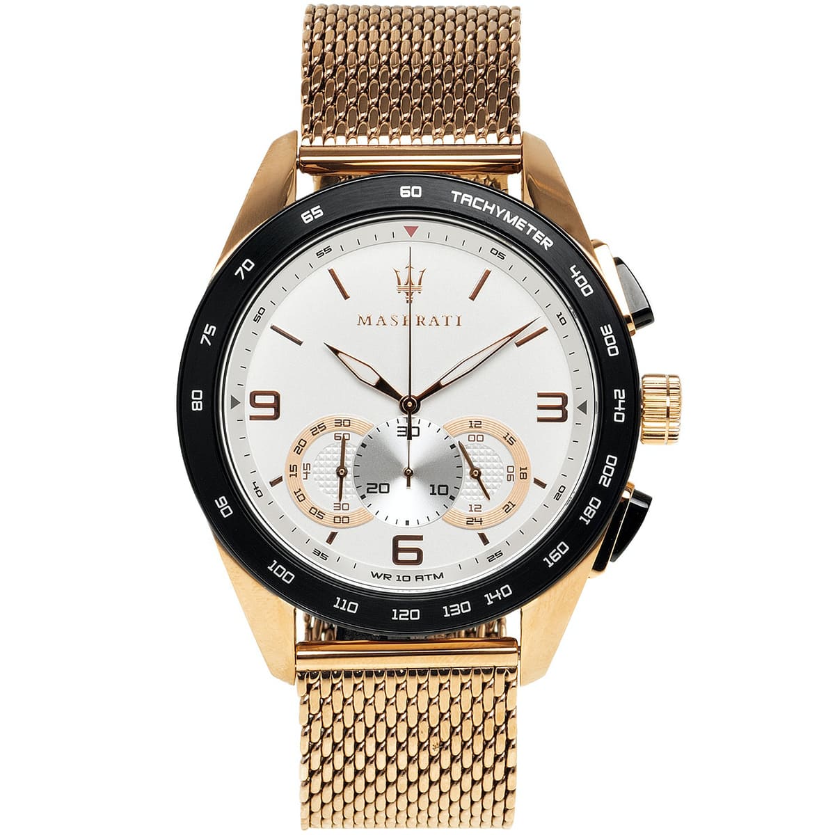 Maserati Traguardo R8873612011 Rose Gold Mesh White Racing Dial Men's Watch