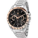 Maserati Traguardo R8873612047 Silver & Rose Gold Black Dial Men's Watch