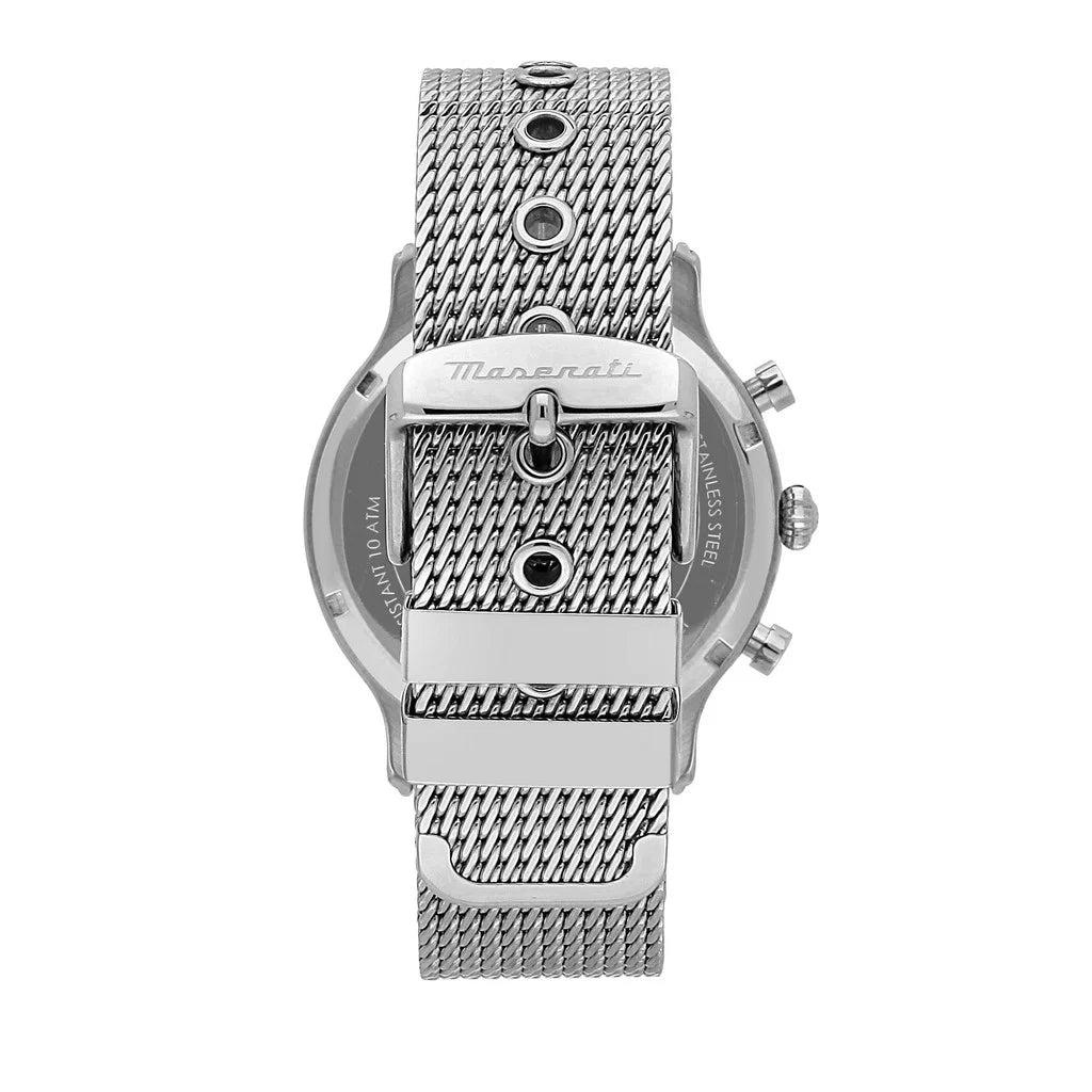 Maserati Epoca R8873618022 Silver-Tone Blue Sunray Dial Mesh Men's Watch