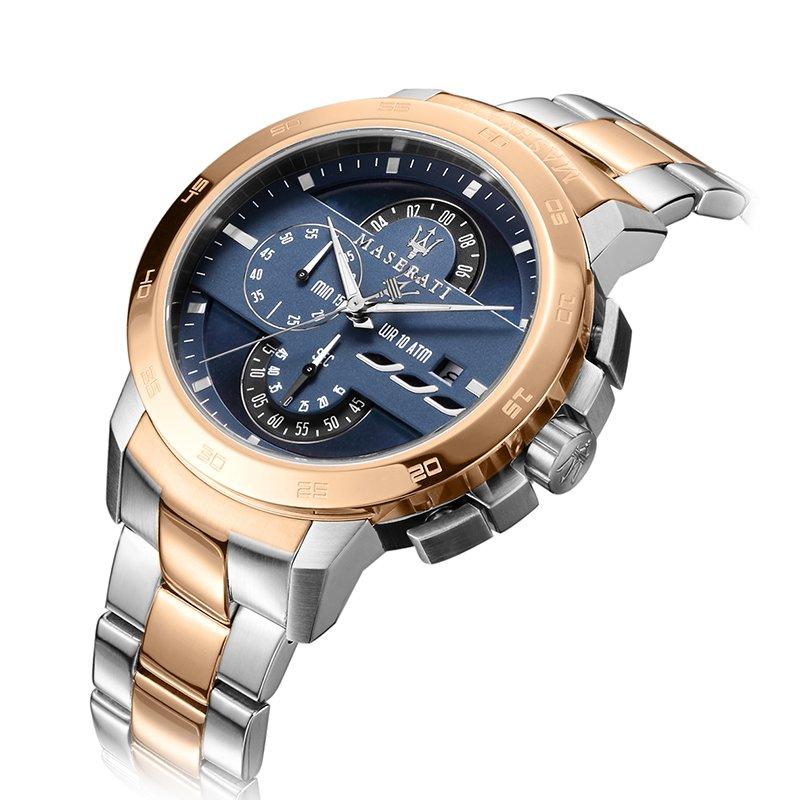 Maserati Ingegno R8873619002 Two-Tone Rose Gold Blue Dial Men's Watch