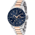 Maserati Sfida Chronograph R8873640012 Two-Tone Rose Gold Blue Dial Watch