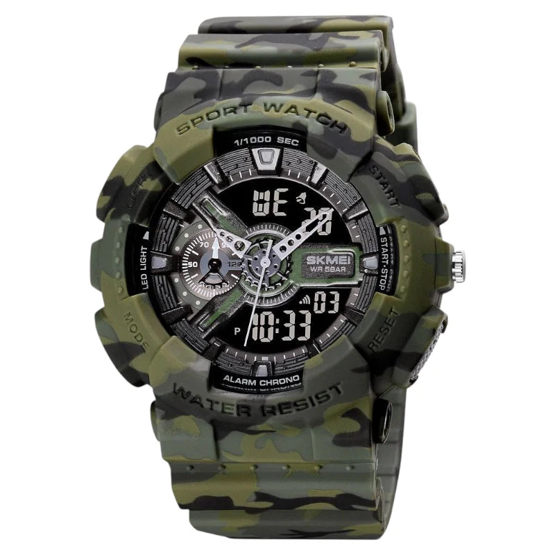 SKMEI 1688 Military Sport Watch Dual Display - Army Green