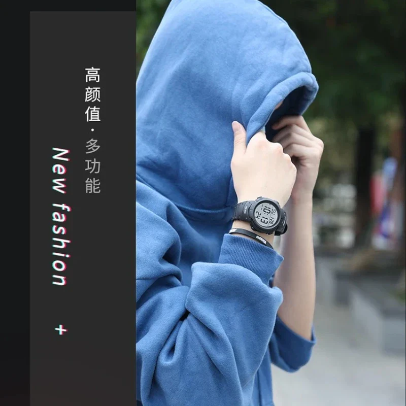 SKMEI 1068 ساعة يد رياضية رقميه اسود مع احمر متعددة الوظائف مقاومة للماء