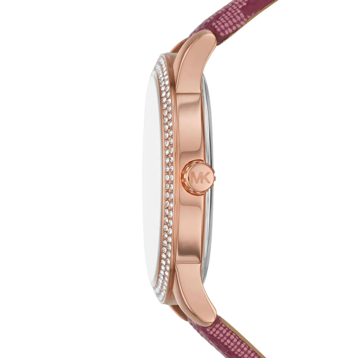 Michael Kors Camille MK2967 Rose Gold Watch with Burgundy MK Logo Strap