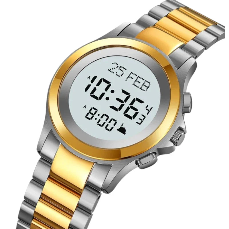 Skmei 2270 ساعة الحرمين مواقيت الصلاة فضي مع ذهبي