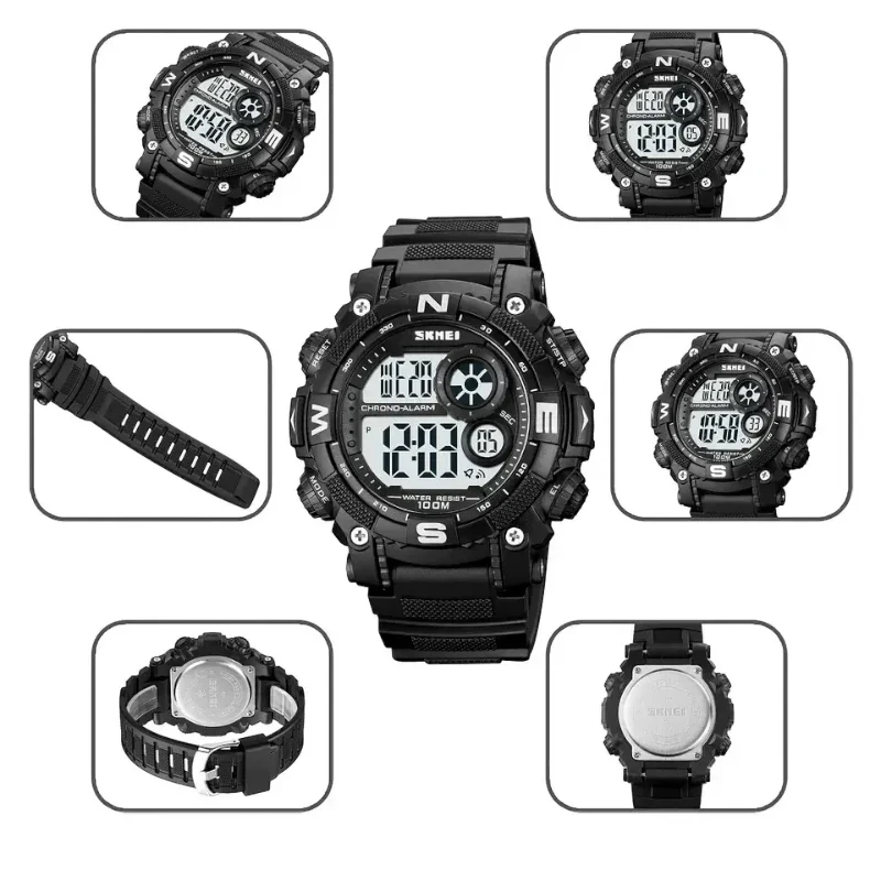 SKMEI 1887 Sports watche Alarm Full Black