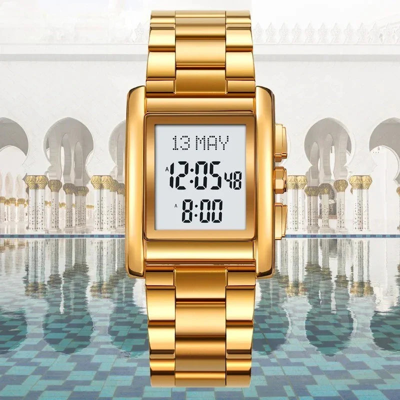 2092 Skmei ساعة اوقات الصلاة بلون ذهبي