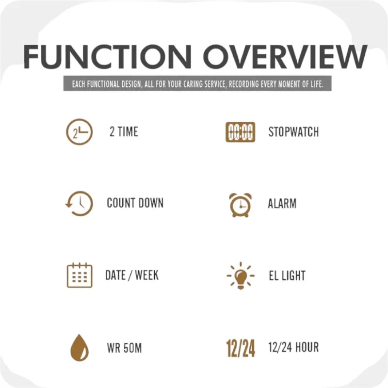 ساعة سكيمي 1971 رياضية متعددة الوظائف منبه تقويم بإضاءة LED رقمية لون ذهبي سوار اسود