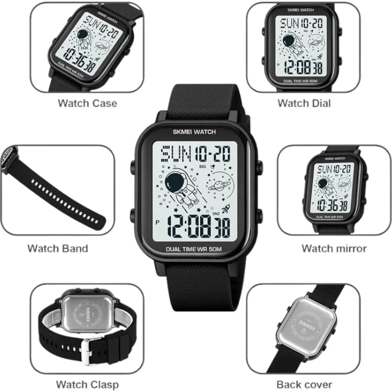 SKMEI 1971 ساعة رياضية رقمية نحاسي مع اسود
