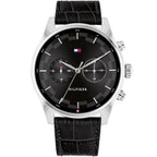 Tommy Hilfiger Sawyer 1710424 Silver Case Black Dial Black Leather Men's Watch