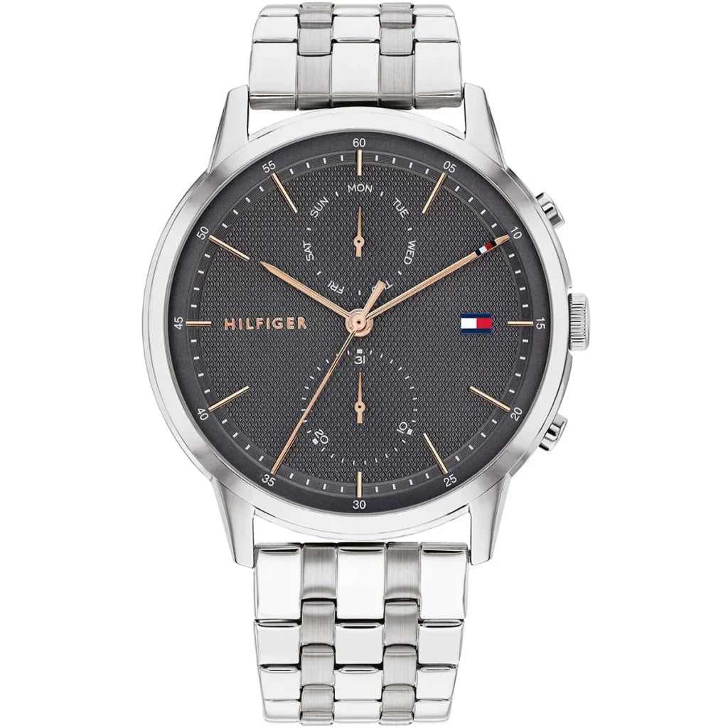 Tommy Hilfiger Easton 1710431 Silver Case Grey Dial Rose Gold Accents Men's Watch