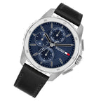 Tommy Hilfiger Larsen 1710619 Multi-Function Blue Dial Men's Black Leather Watch