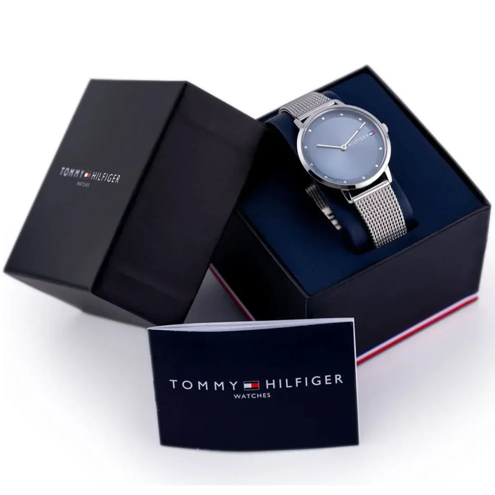 Tommy Hilfiger Pippa 1782149 Silver Case Navy Blue Dial Mesh Women's Watch