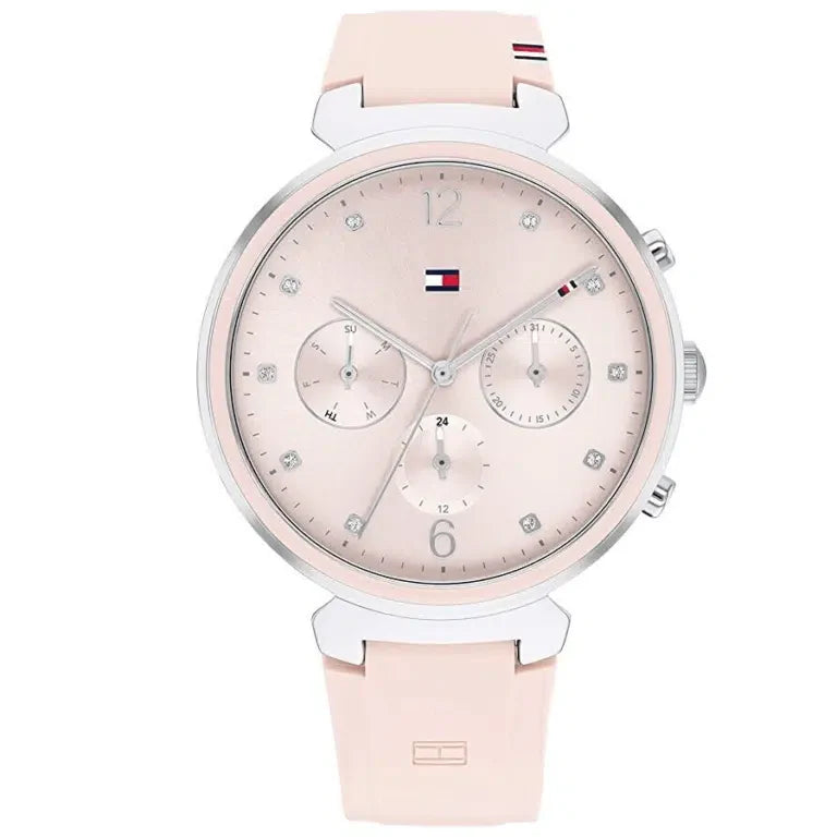 Tommy Hilfiger Lori 1782343 Women's Silver Case Pink Dial Pink Rubber Watch