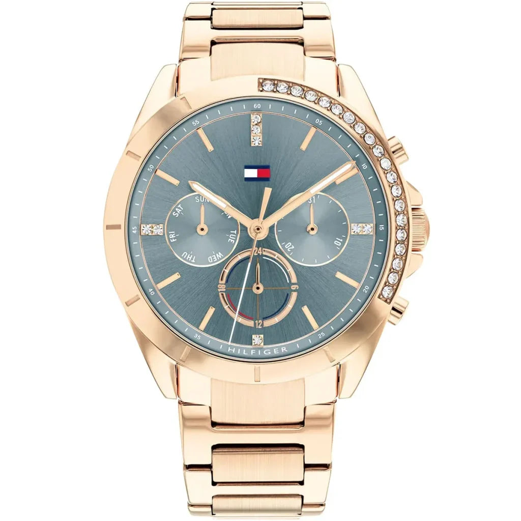 Tommy Hilfiger Kennedy 1782386 Women's Rose Gold Steel Watch with Blue Dial