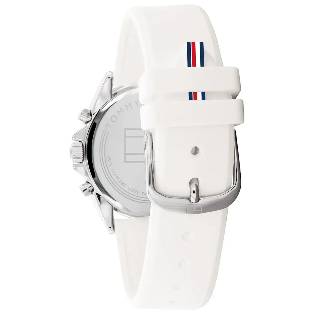 Tommy Hilfiger Kennedy 1782388 Women's Silver & Gold Case White Rubber Watch