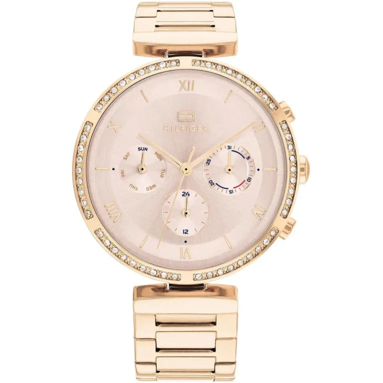 Tommy Hilfiger Luna 1782391 Gold Case Rose Gold Dial Crystal Bezel Women's Watch